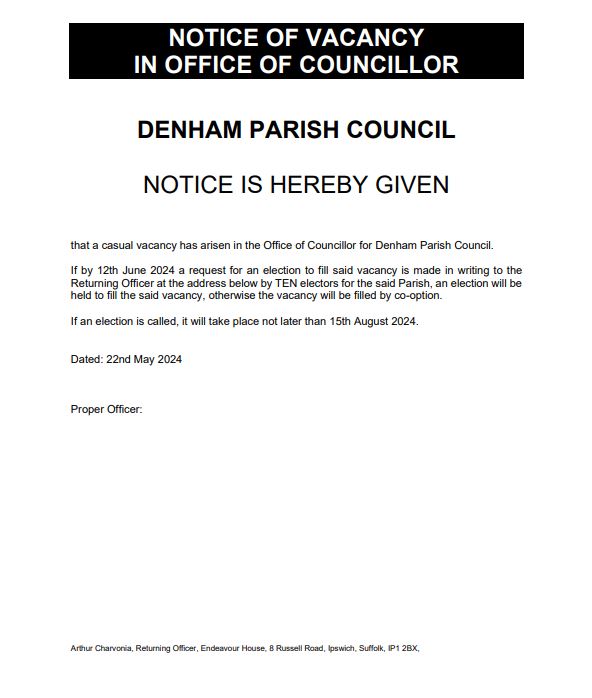 Casual Vacancy notice 2025